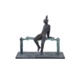 Carolyn Mulholland RHA (b.1944)Seated Figure with BirdBronze, 24 x 26.5 x 12cm (9½ x 10½ x 4¾)Signed