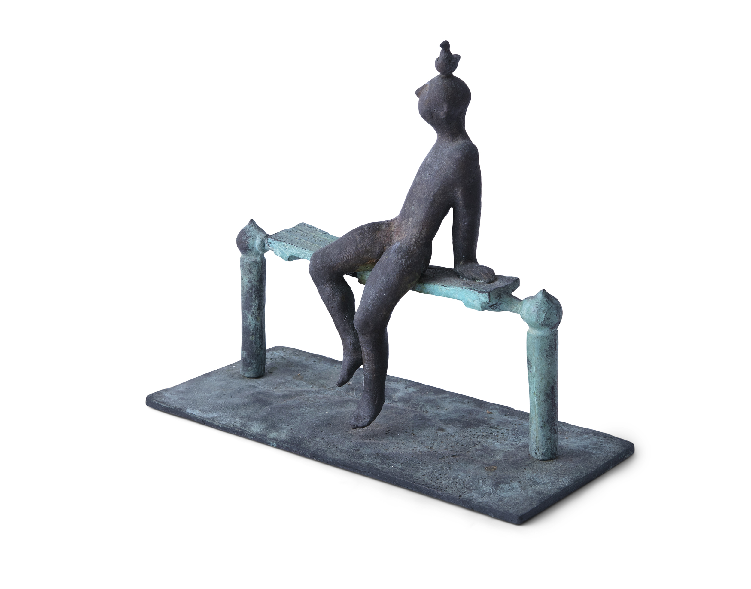 Carolyn Mulholland RHA (b.1944)Seated Figure with BirdBronze, 24 x 26.5 x 12cm (9½ x 10½ x 4¾)Signed - Image 3 of 3