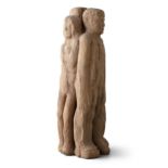 James McKenna (1933-2000)Three FiguresCarved apple wood, 64cm high (25¼)Provenance: Purchased from