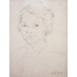 William John Leech RHA ROI (1881-1968)Little Girl (Study for 'Twas Brillig')Pencil, 33 x 25cm (13