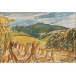 Tony O'Malley HRHA (1913-2003)Harvest Landscape, Near Vinegar HillWatercolour, 22 x 33cm (8¾ x 13)