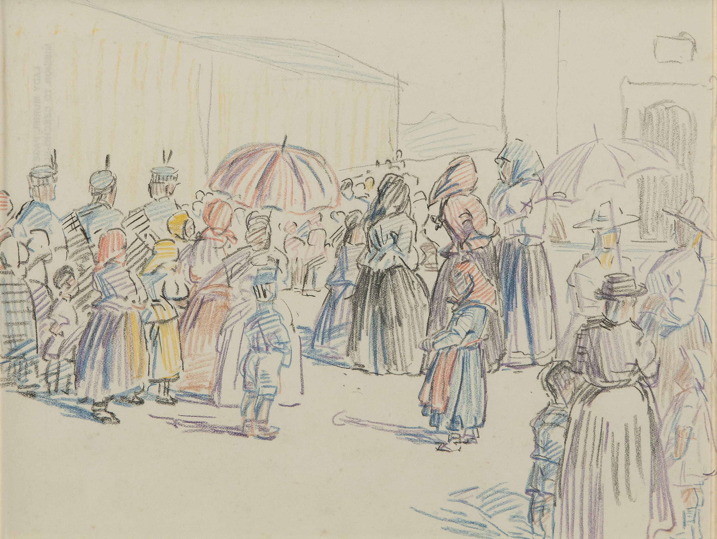 Mary Swanzy HRHA (1882-1978)Street Parade, CzechoslovakiaColoured pencil, 19.5 x 25cm Provenance: