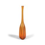 An orange glass vase by Carlo Nason, c.1960, Murano, Italy. 40cm high.