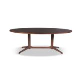 A rosewood oval dining table, by Franco Albini, c.1950s, Italy. 74 X 209 x 130cm