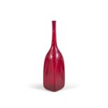A red glass vase by Carlo Nason, c.1960, Murano, Italy. 35cm high.