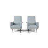 A pair of armchairs attributed to Gigi Radice for Minotti, recently upholstered, on metal legs