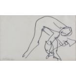 IVON HITCHENS (1893-1979)Axeman Cutting at a Tree RootInk on paper, 18.5 x 31cmSigned and dated (