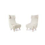 A pair of Gio Ponti style sculptural armchairs, c.1950, Italy. 88 x 65 x 53cm.