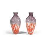 A pair of Carlo Moretti glass vases, c.1970, Murano, Italy. 49cm high.