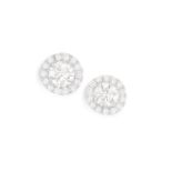 A PAIR OF DIAMOND EARSTUDSEach central brilliant-cut diamond weighing approximately 1.30cts,