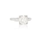 A DIAMOND SINGLE-STONE RINGThe round European-cut diamond weighing approximately 1.00cts, between