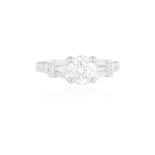 A DIAMOND SINGLE-STONE RINGThe round brilliant-cut diamond weighing approximately 1.30cts, between