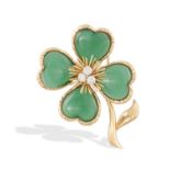 A DIAMOND AND CHRYSOPRASE 'ROSE DE NOëL' BROOCH, BY VAN CLEEF & ARPELS, CIRCA 1980Designed as a