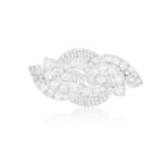 A DIAMOND BROOCH, CIRCA 1935The scrolling openwork brooch set throughout with old brilliant,