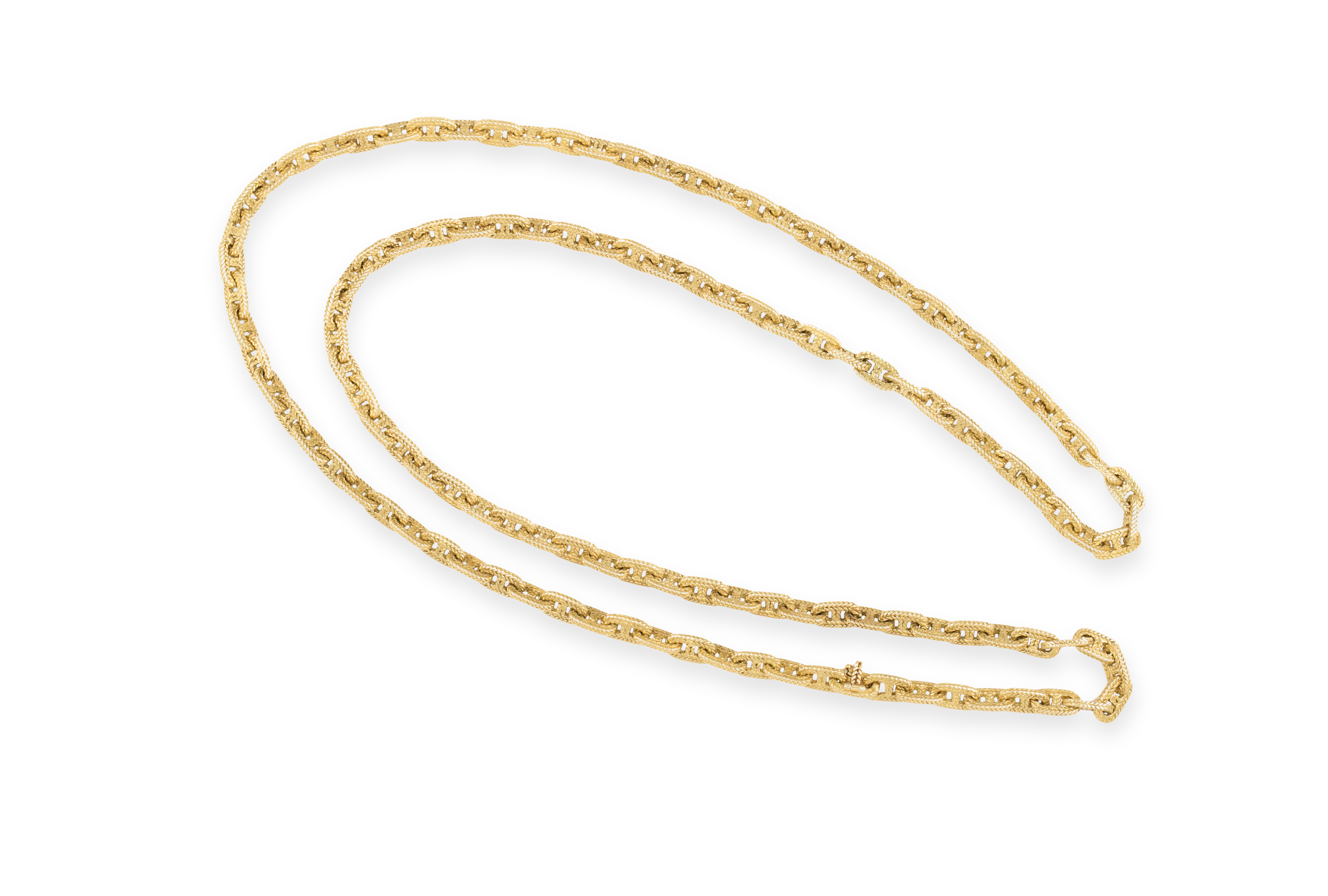A GOLD CHAIN NECKLACE, BY HERMES, CIRCA 1965Of anchor link design with ropetwist details, in 18K - Image 2 of 3