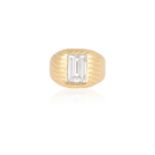 A DIAMOND SINGLE-STONE RINGOf bombé design, set centrally with rectangular-cut diamond weighing 2.