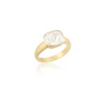 A DIAMOND DRESS RINGThe cushion-shaped rose-cut diamond with collet-setting and plain brushed gold