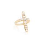 A DIAMOND RINGOf cross design, set with old circular and cushion-shaped diamonds throughout, to a