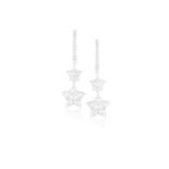 A PAIR OF DIAMOND EARRINGSEach earring designed as a duo of rose and single-cut diamond stars of