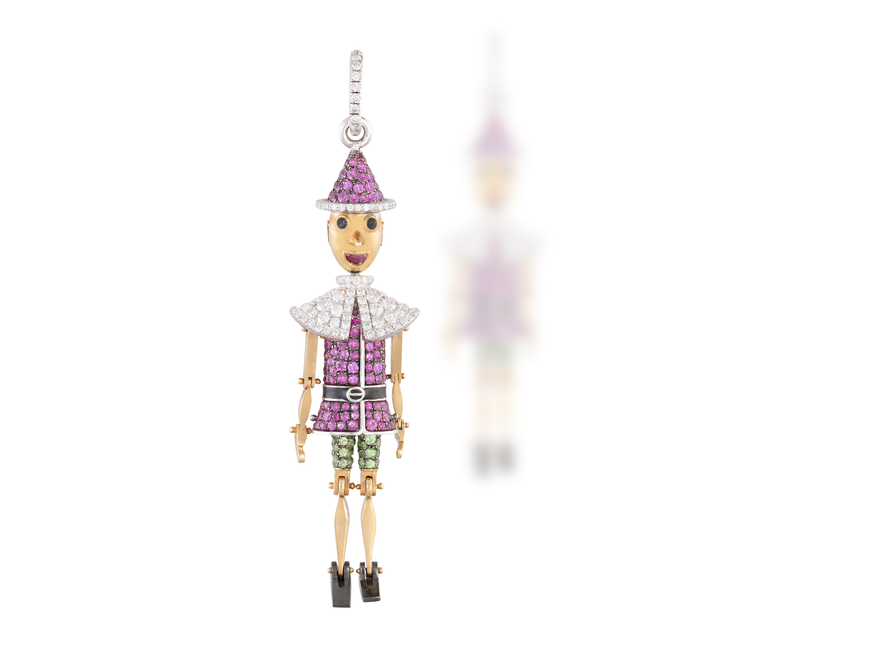 A GEM-SET AND DIAMOND 'PINOCCHIO' PENDANT, BY MICHELE DELLA VALLEThe articulated pinocchio set