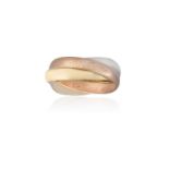 A 'TRINITY' RING, BY CARTIERDesigned as three interlocking tri-coloured bands, in 18K gold,