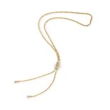 A DIAMOND AND GOLD 'CRAVATE' NECKLACEThe fancy-link long chain with single-cut diamond terminals and