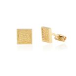 A PAIR OF GOLD CUFFLINKS, BY VAN CLEEF & ARPELSEach square-shaped plaque of gold woven texture, with