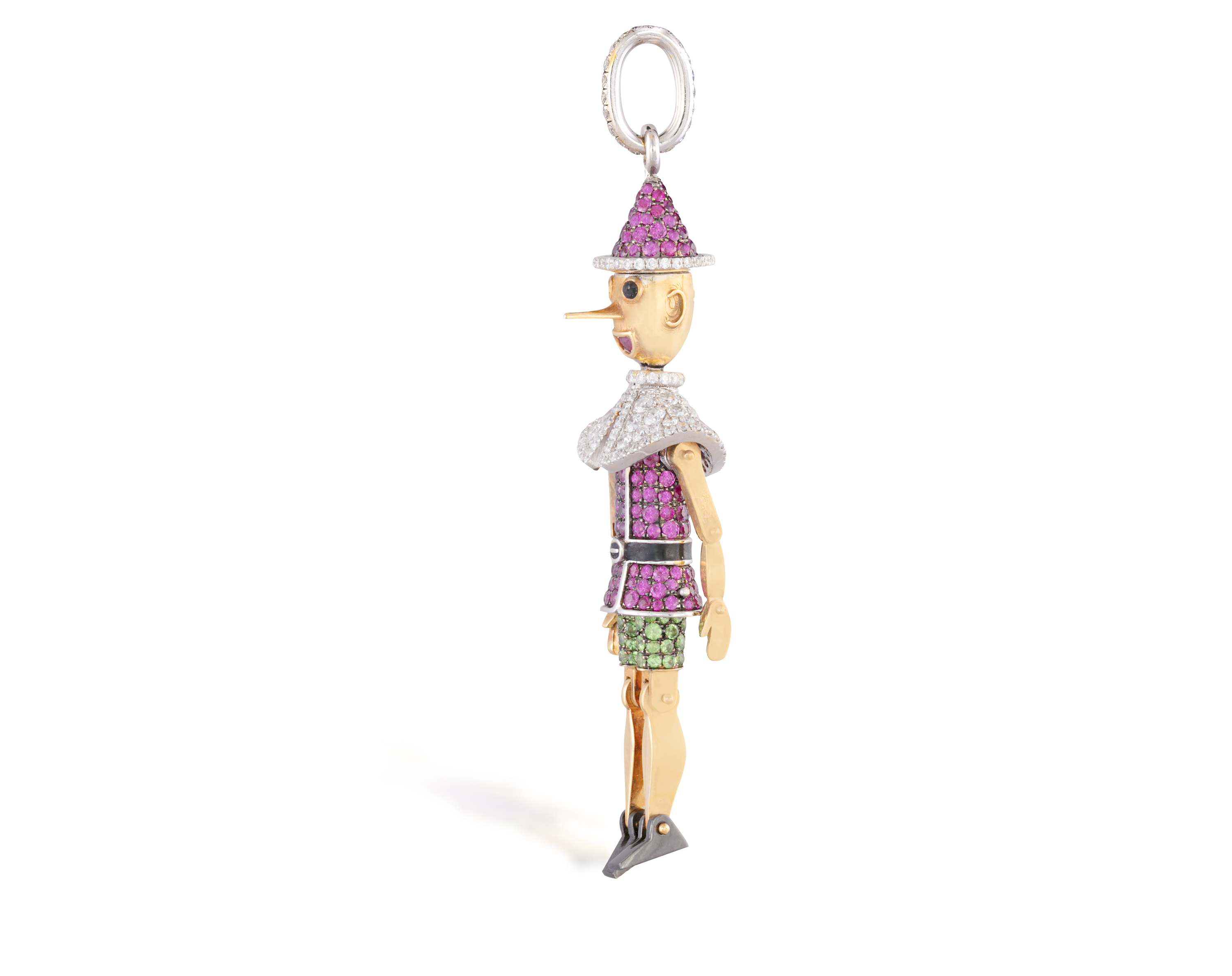 A GEM-SET AND DIAMOND 'PINOCCHIO' PENDANT, BY MICHELE DELLA VALLEThe articulated pinocchio set - Image 3 of 3