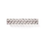 A LATE 19TH CENTURY DIAMOND BAR BROOCH, CIRCA 1880Composed of a row of openwork intertwined hoops,