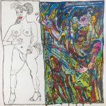 Robert COMBAS (né en 1957) Inadaptée en froufrou, 1983 - Inadaptée en Froufrou et toutes les têtes