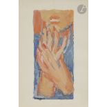 Fikret MOUALLA [turc] (1905-1968) Les Mains croisées, 1951 Gouache. Signée et datée en bas à gauche.