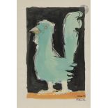 Fikret MOUALLA [turc] (1905-1968) Coq vert, vers 1951 Gouache. Signée en bas à droite. 28.5 x 19