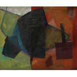 Henri GOETZ [franco-américain] (1909-1989) Composition, 1953 Huile sur carton. Signée et datée en