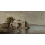 Ferdinand BONHEUR (1817-1887) Orientaux près d'un lac Huile sur panneau. Signée en bas à gauche.