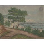 R. PERAULT (XXe siècle) Alger, vue du port du chemin des Arcades Huile sur carton toilé. Signée en