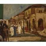 Maxime NOIRÉ (1861-1927) Algérie, rue animée Huile sur carton. Signée en bas à droite. 22 x 27 cm