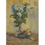 Duran FEYHAMAN [turc] (1886-1970) Vase de fleurs et poires, 1943 Huile sur toile. Signée et datée en