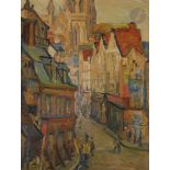 *Pierre DUMONT (1884-1936) Rouen, la rue de l'Épicerie, 1905 Huile sur toile. Signée en bas à