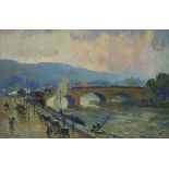 Robert-Antoine PINCHON (1886-1943) Rouen, ciel d'orage sur le pont Corneille, vers 1910-15 Huile sur