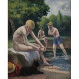 *Maximilien LUCE (1858-1941) La Baignade, vers 1900 Huile sur panneau. Signée en bas à gauche. 68