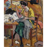 *Louis VALTAT (1869-1952) La Couturière, 1922 Huile sur toile. Signée en bas à droite. 65 x 54 cm