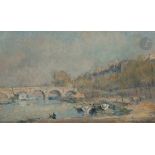 Albert LEBOURG (1849-1928) Paris, Le Pont Marie en été Huile sur toile. Signée en bas à droite. 40 x