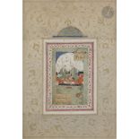 Scène de délassement, Iran, début XVIe siècle et XIXe siècle Miniature à la gouache et à l'or
