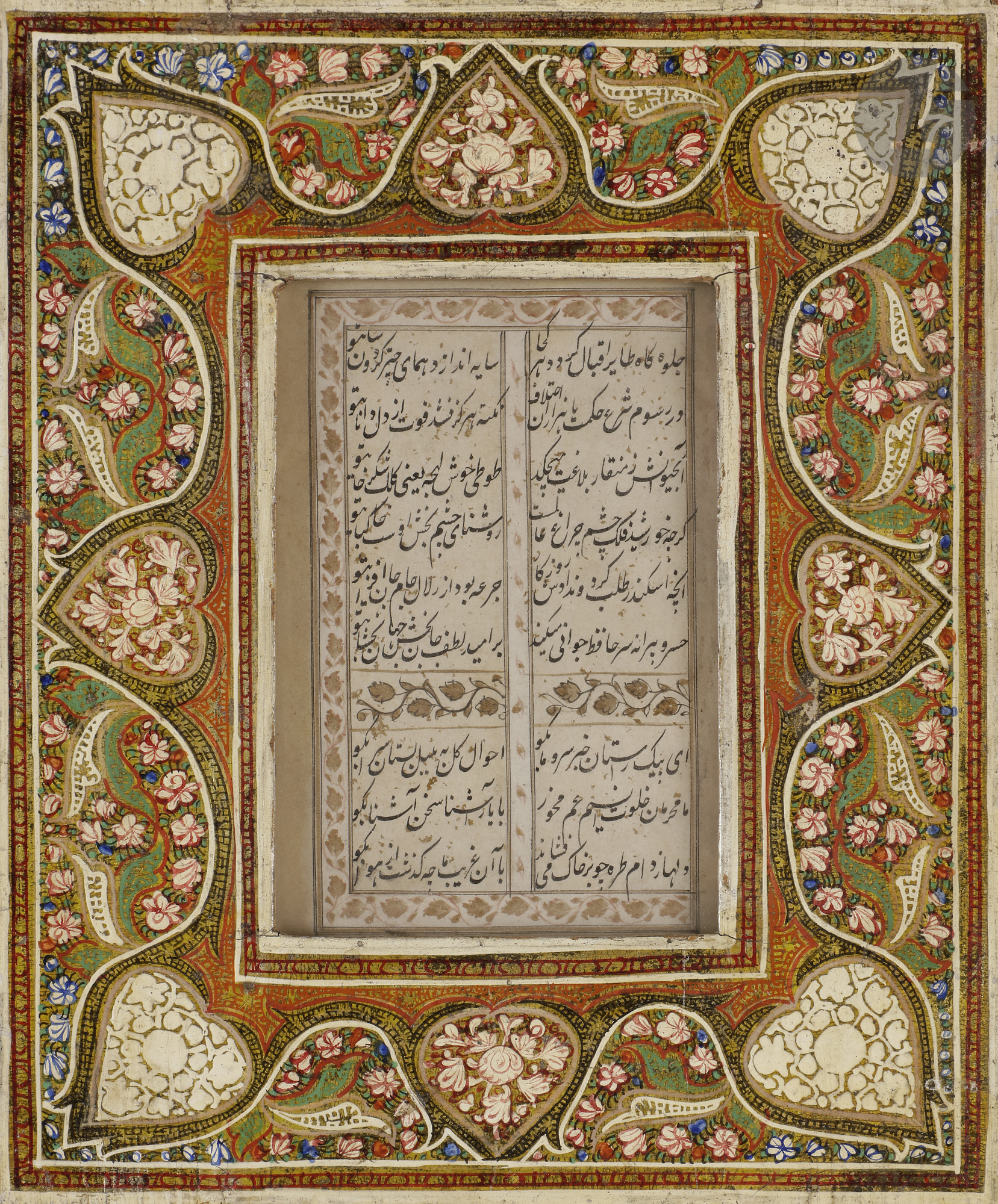 Page de manuscrit poétique, Cachemire, XIXe siècle Texte en kashmiri, sur papier à l'encre noire