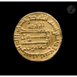 ABBASSIDES Al-Ma'mûn (199-218 H / 813-833) Dinar d'or daté 209 H / 824, au nom du calife al-Ma'mûn