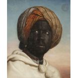 Horace VERNET (1789-1863) (Entourage de) Portrait d'un Maure Huile sur toile. Non signée. (Accidents