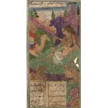 Leila rend visite à Majnun, Inde du Nord moghole, XVIIe siècle Miniature sur papier illustrant un