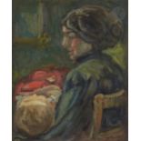 Nicolas Alexandrovitch TARKHOFF (1871-1930) Portrait de madame Tarkhoff et son bébé, vers 1905 Huile