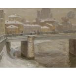 Alexandre Borissovitch POPOV (né en 1951) Hiver à Moscou, 1984 Huile sur toile. Signée, datée et