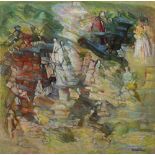 Abdallah BENANTEUR [algérien] (1931-2017) Pastourelles, 1992 Huile sur toile. Signée en bas à